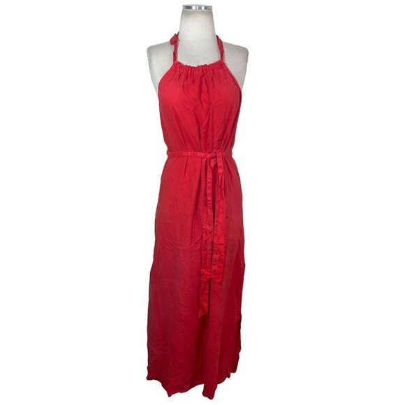Bella Dahl Smocked Waist Halter Midi Dress in Azaleza Small New Womens Red - Picture 5 of 13